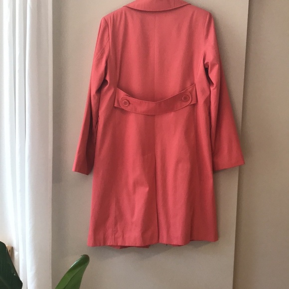 Talbots Coral Button Up Rain Trench Coat Size M - Picture 14 of 17